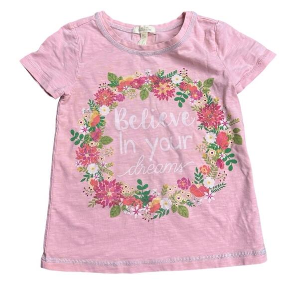 Matilda Jane Girls Size 6 Top – Pink Floral Wreath “Believe in Your Dreams” Tee - Picture 1 of 5